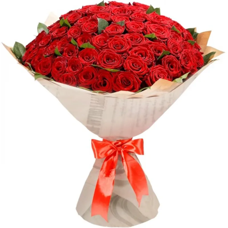 Букет из 101 розы Премиум, доставка Коммунар